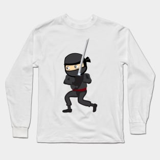 Cute Kawaii Ninja Warrior with Samurai Sword Long Sleeve T-Shirt